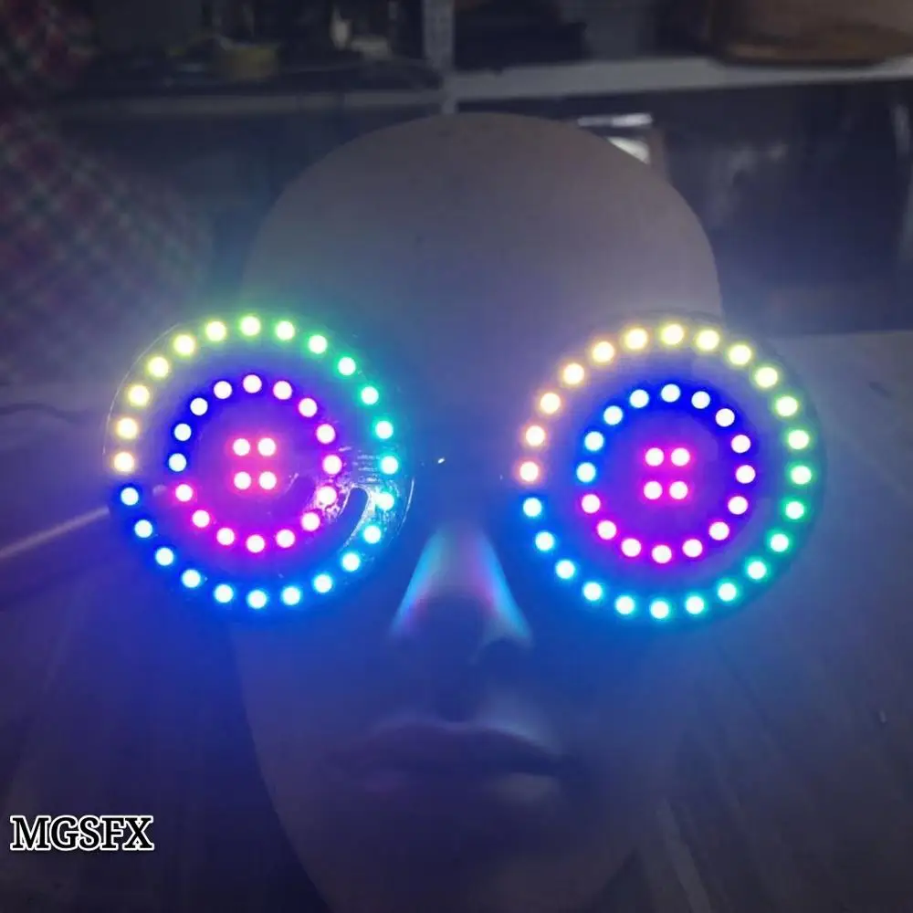 LED High Quality USB Recharge Rezz Led Glasses Light up Goggles Rainbow Full Color Spectrum Rave Eye Costume Night Club Party