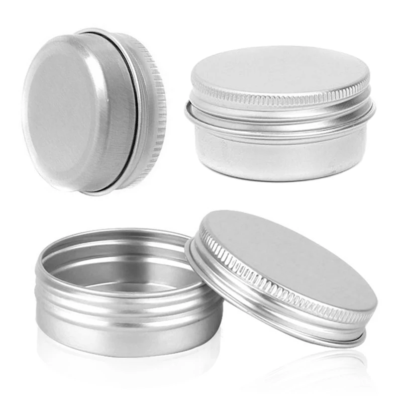 2PC/Lot 5/10/15/50/60/100/150/250ml Aluminum Tin Jars Portable Lightweight Round Empty Pot Jar Cosmetic Cream Refillable Bottle