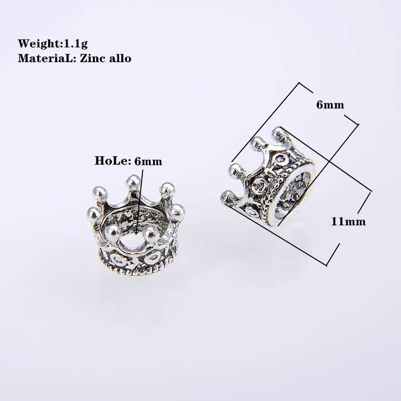 10PCS/ pack Gold Alloy The queen king crown Bead Silver Loose Beads Spacer Beads Needlework Beads For Jewelry Making