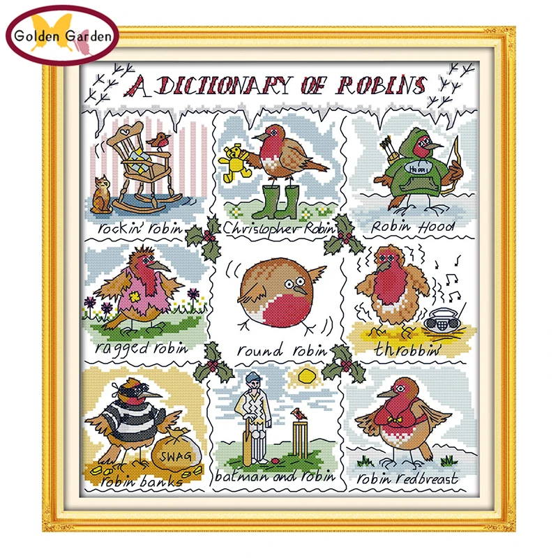 GG Little Bird Dictionary Counted Cross Stitch DIY Embroidery Needlework Sets Stamped Cross Stitch Kits For Kids Room Decor