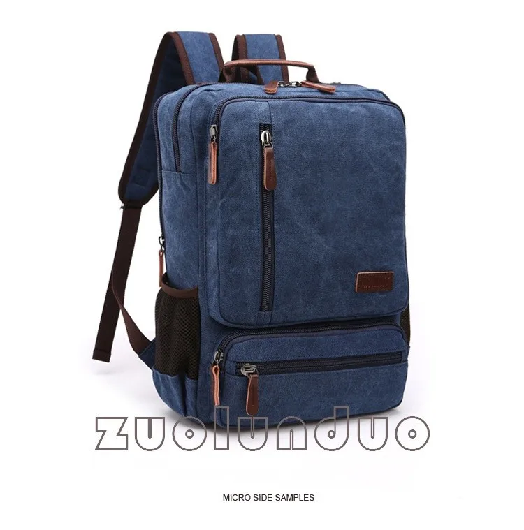 Vintage Canvas Rucksack für Herren, große Kapazität, Reise-Umhängetasche, hochwertige modische Studententasche, Herren-Notebook-Laptop-Rucksack – Detail 18