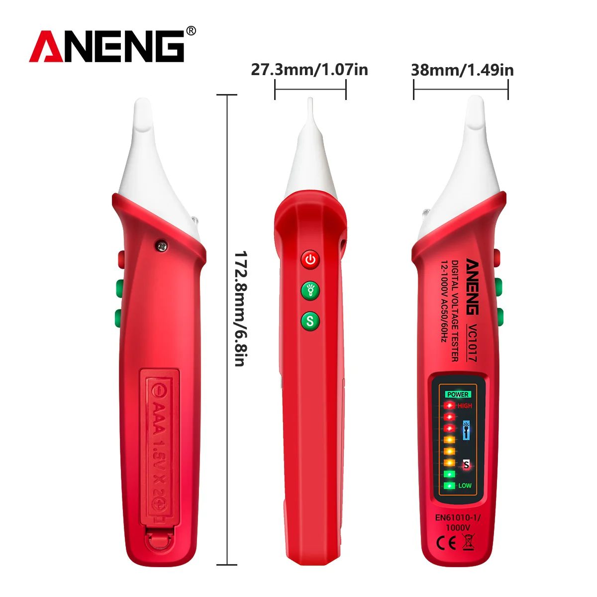 New AC Voltage Detector Tester Meter 12V-1000v Non-contact Pen Style Electric Indicator LED Voltage Meter Vape Pen D