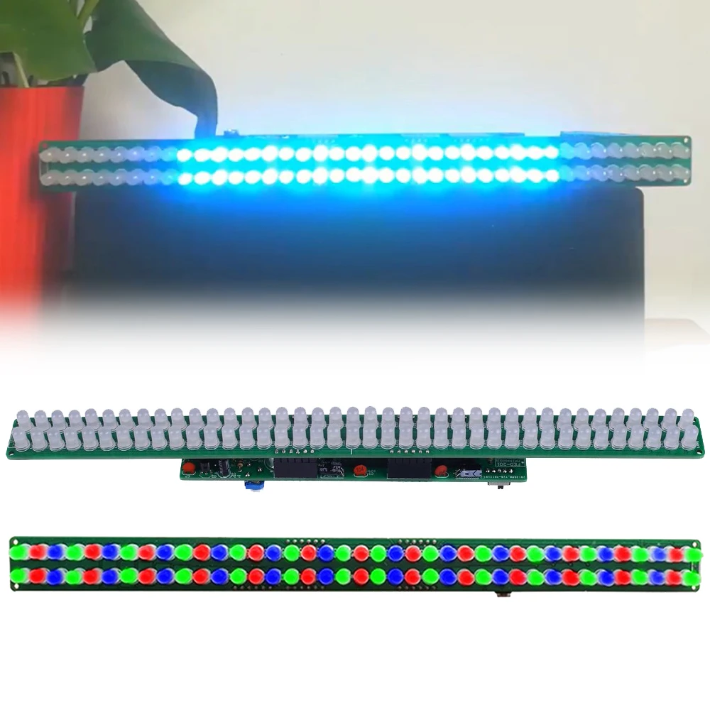 DC 3-12V wskaźnik poziomu Audio zestaw DIY analizator widma muzycznego czerwony zielony niebieski LED miga DIY zabawny zestaw elektryczny wejście AUX