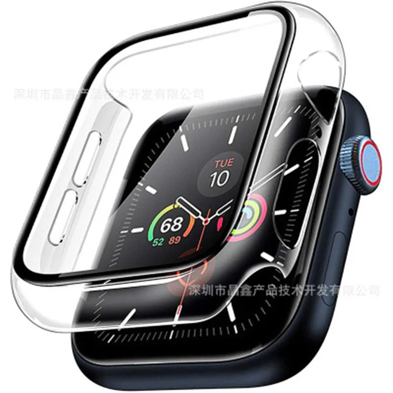 Tempered glass screen protector for Apple Watch Series 8 ultra 7 SE 6 5 4 40-45mm, transparent HD protective cover