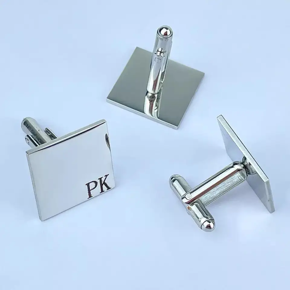 Customized Men Cufflinks Personalized Name Twins Stainless Steel Jewelry Cuff Accessories Set Dad Groomsmen Gift