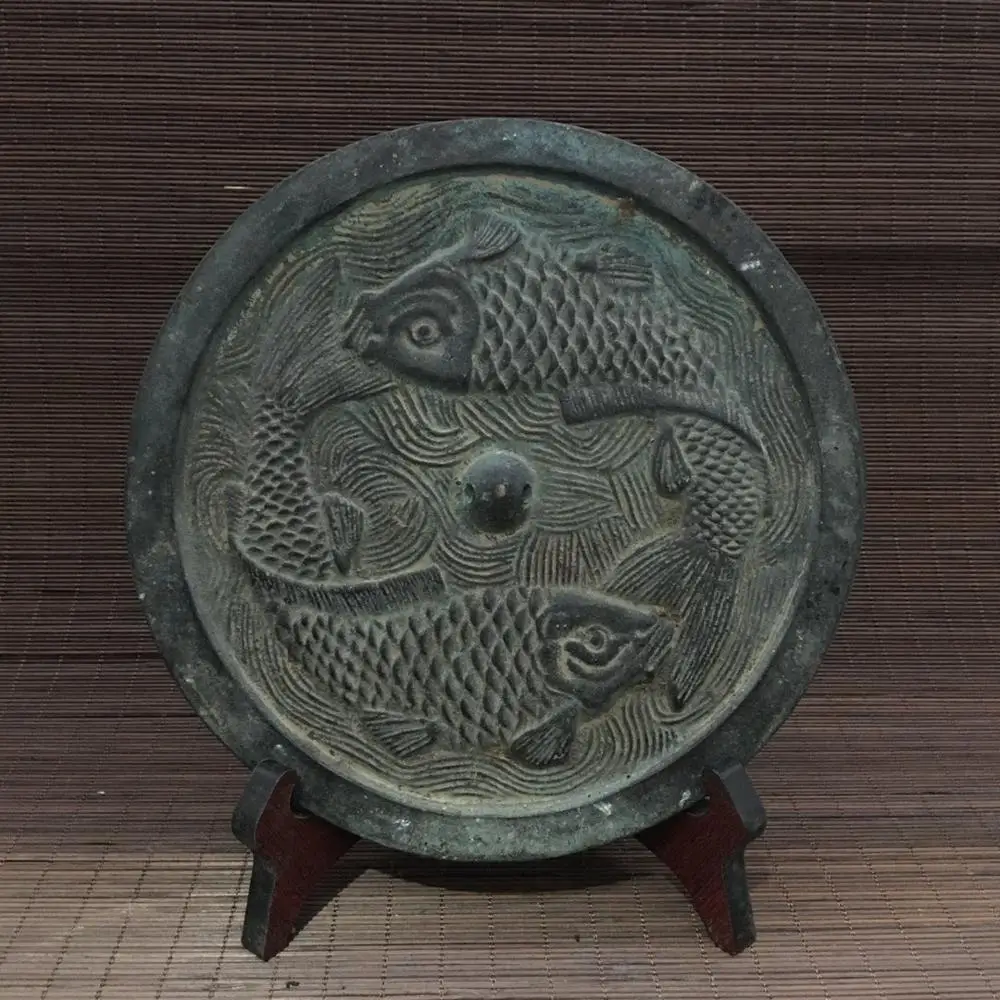 Exquisite Antique Pisces Bronze Mirror Home Decoration