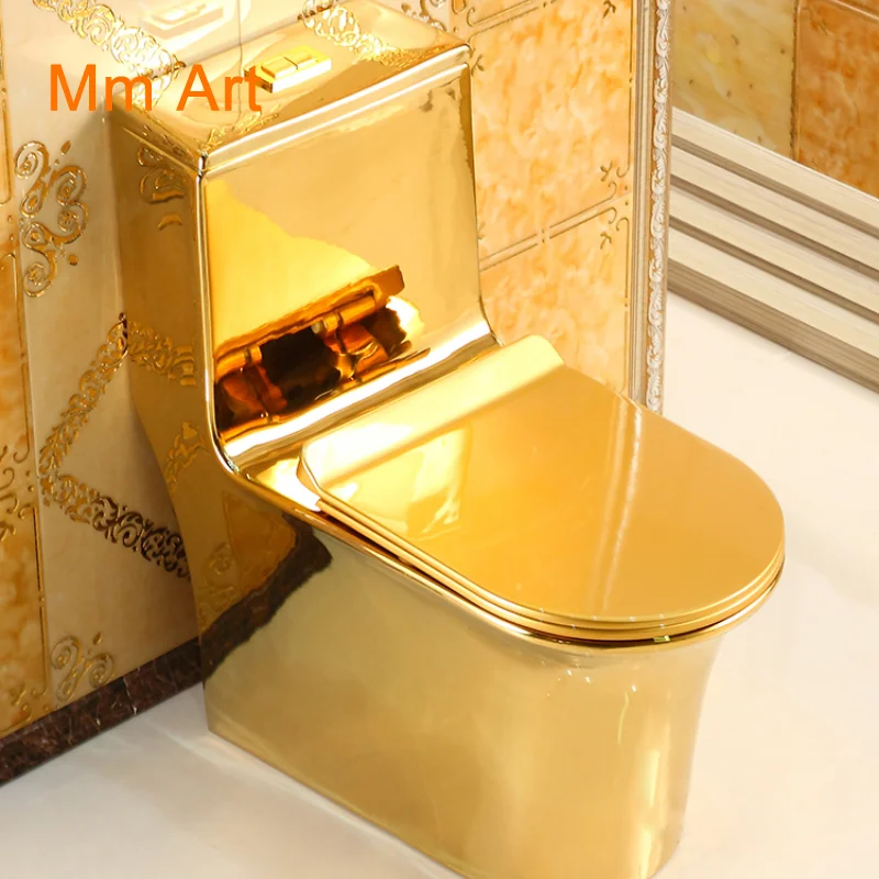 

European Style Artistic Golden One Piece Closestool Gravity Fluishing Washdown Toilet WC