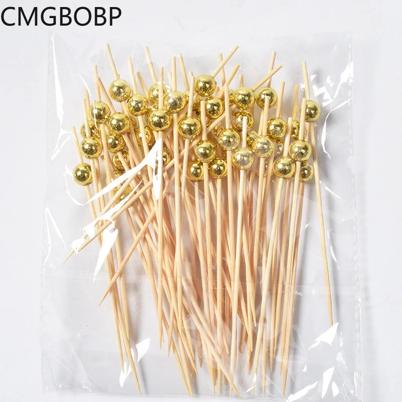 

100Pcs Disposable Cocktail Picks Bamboo Forks Wedding Supplies Buffet Fruit Desserts Sticks Cupcake Toppers Party Tableware