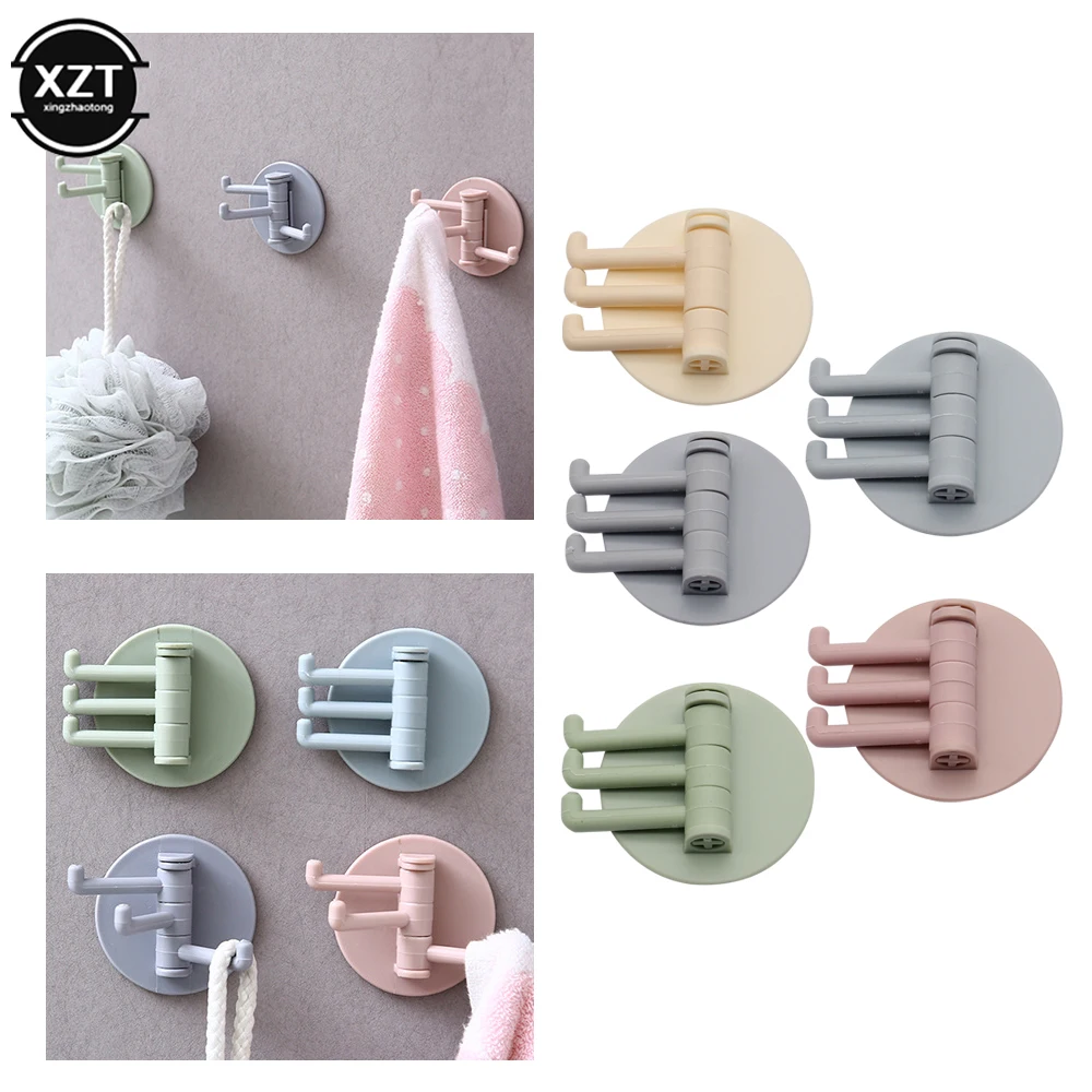 Novel Kitchen Storage Holders Racks Strong Adhesive Wash Cloth Hooks Space Saving Rotatable Home Bathroom Storage Towel Rack New