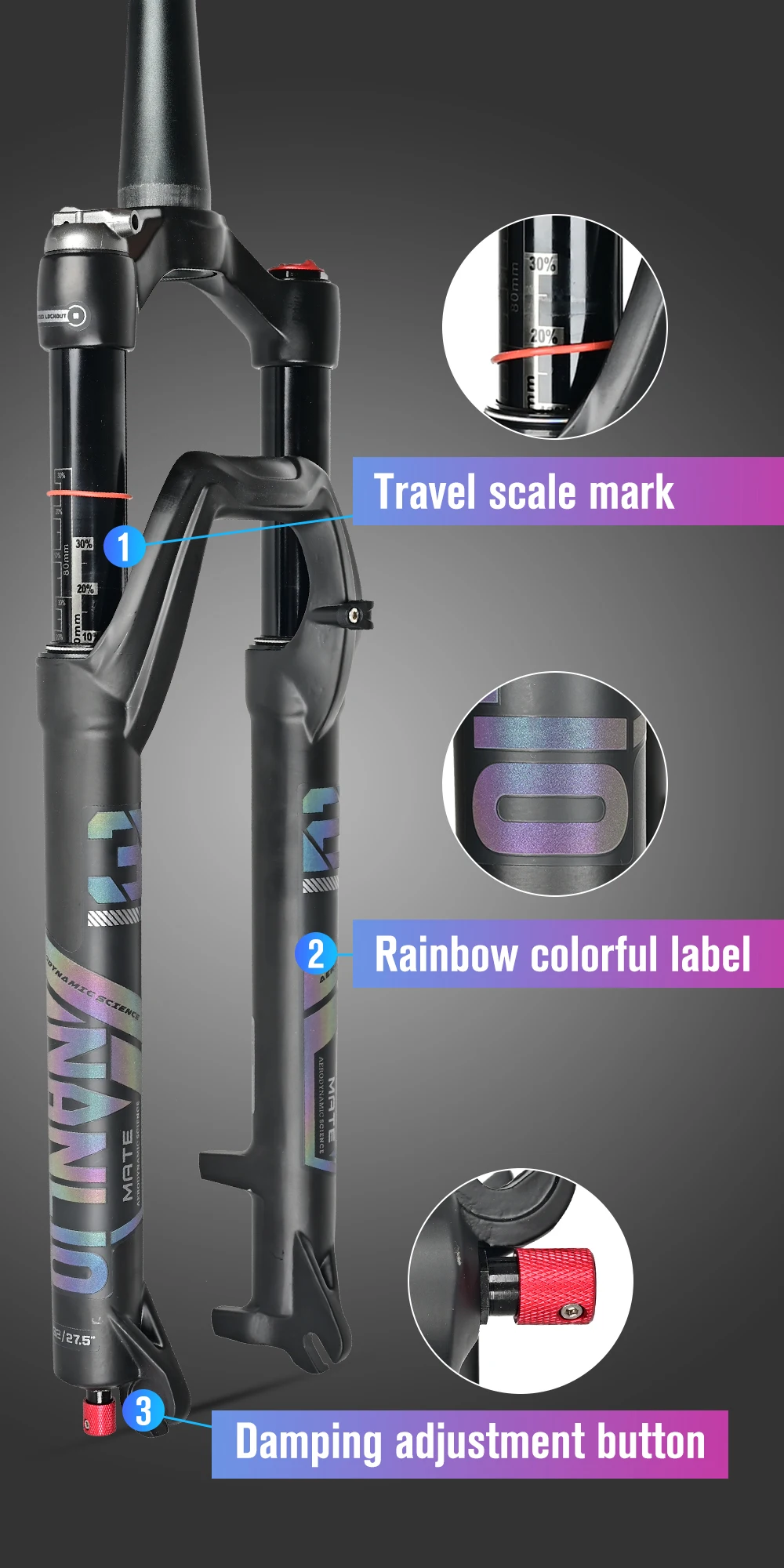 NANLIO X7 Fahrrad-Luftgabel, Rückprall-Einstellung, 26/27,5/29 Zoll, gerade/konisch, RL/LO MTB-Fahrradgabel, 120 140 mm, Reisen – Detail 29