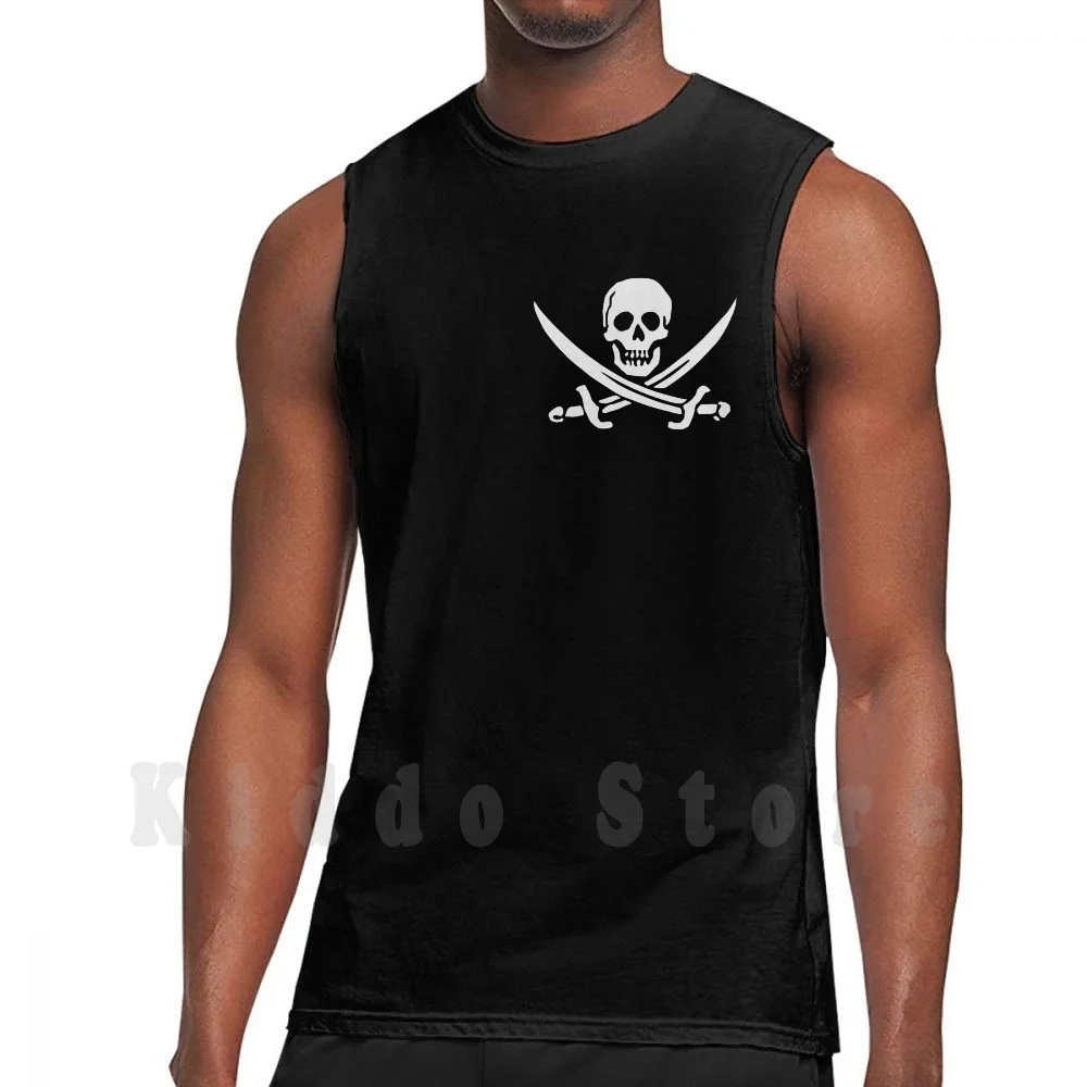 Jolly Roger White Tank Tops Vest 100% Cotton Pirate Jolly Roger Jolly Roger Flag Style Skull Bones Reaper