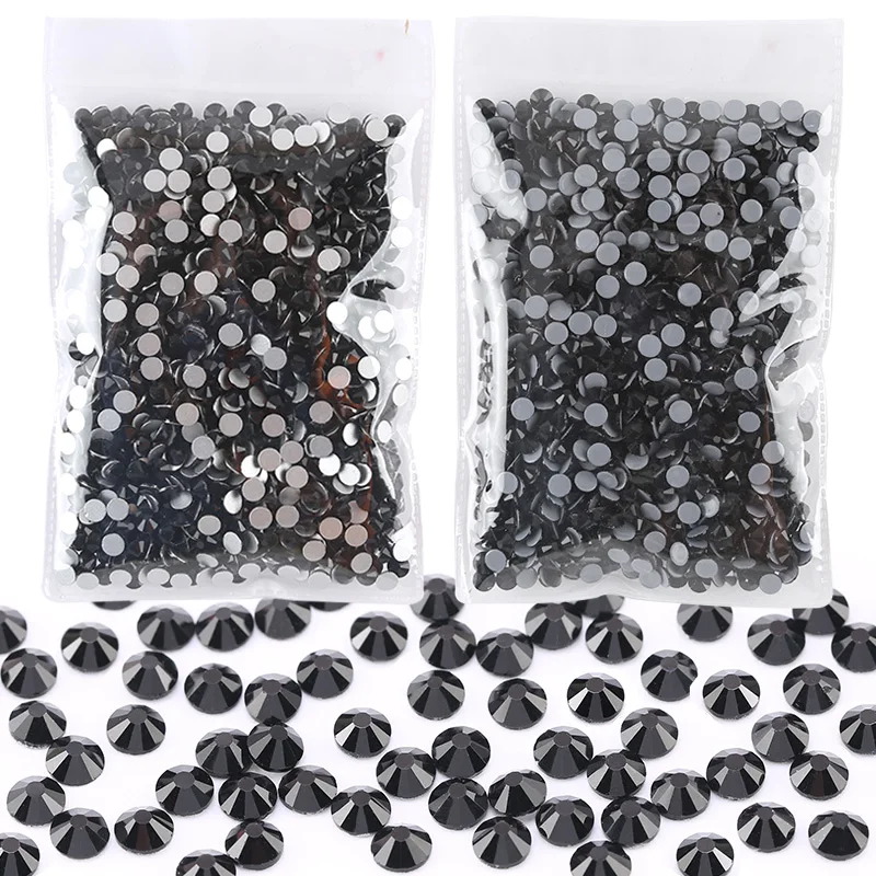 SS6-SS30 Black Crystal Glass Rhinestone Flatback Non-Hotfix/Hotfix Rhinestones Strass For Nail Art Sewing & Fabric Garment