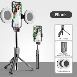 3 In1Wireless Bluetooth-Compatible Selfie Stick With LED Ring Light Shutter Release Foldable Tripod Monopod For Smart Phoneselfi