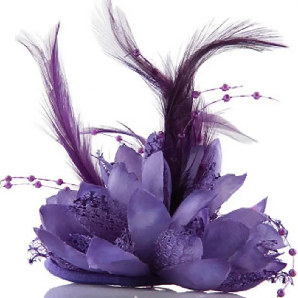 Fashion Flower Feather Bead Corsage Hairband Pin Wedding Headwear Decor Gift