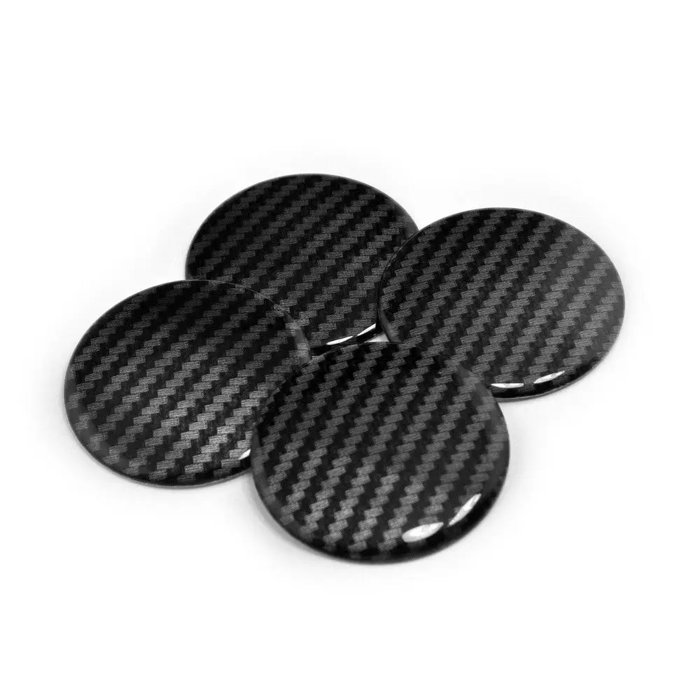 4pcs 50mm Carbon Fiber Stripe Car Emblem Hub Wheel Center Cap Cover Sticker Aluminum Wheel Center Cap