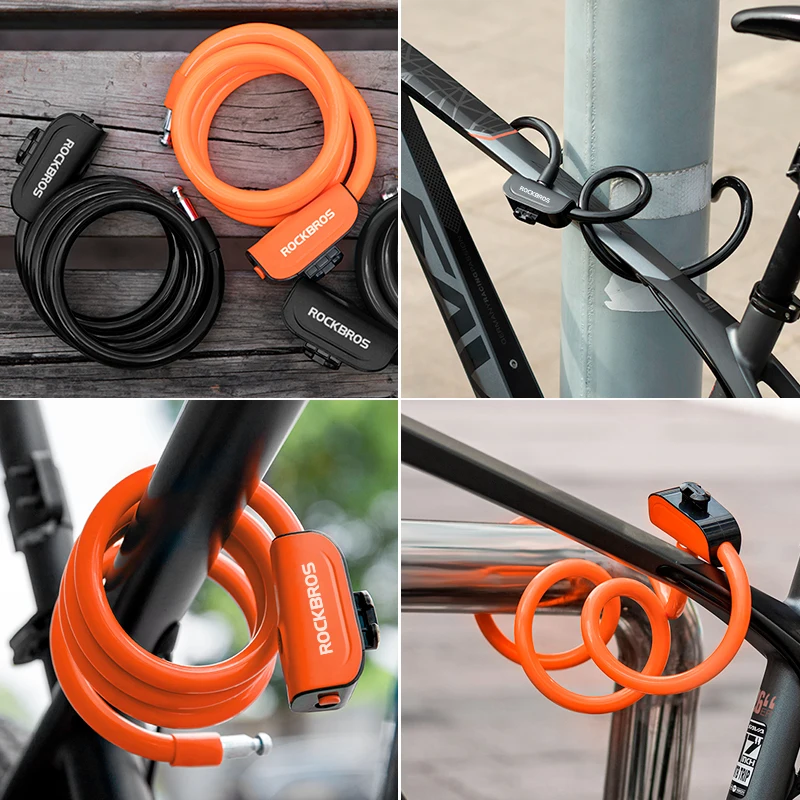 ROCKBROS Bicycle Lock MTB Road Cycling Portable Safety Anti-theft Cable Lock For Electric Motorcycle Scooter Bike Accessories