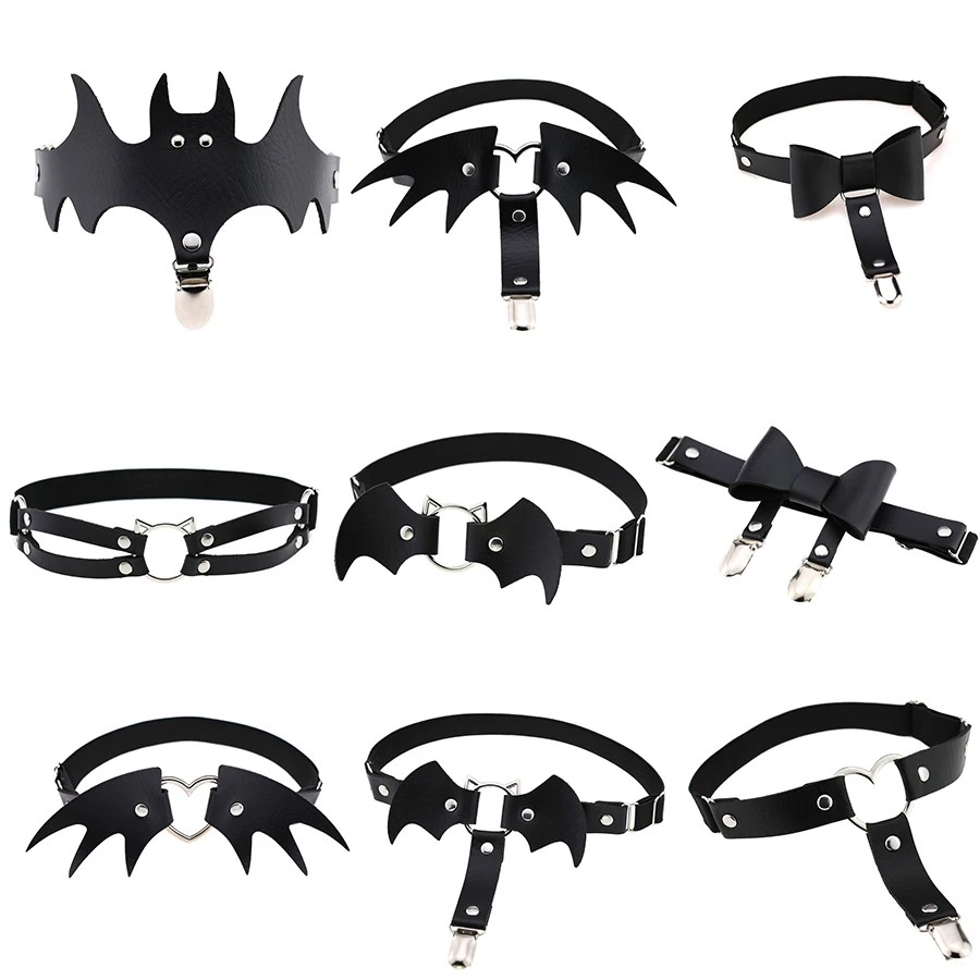 ハロウィーンハーラ原宿,バットウィングガーター,クリスマスガーター,パンク,ハーネス,セクシー,ブラック,調節可能なレッグリング