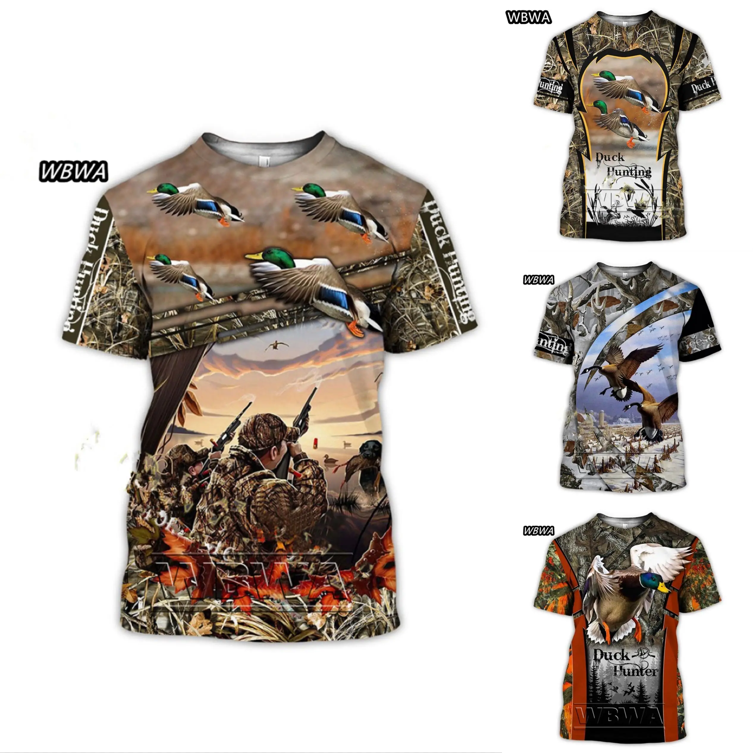 Camouflage Hunting Wild Duck Animal 3D Print T-Shirt Tops Summer Fashion Casual Men's t shirts Harajuku Short sleeve Tees