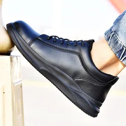 Chaussures de sécurité en cuir pour hommes, chaussures industrielles Anti-brûlure, Anti-écrasement, Anti-perforation, chaussures de travail avec bout en acier, imperméables