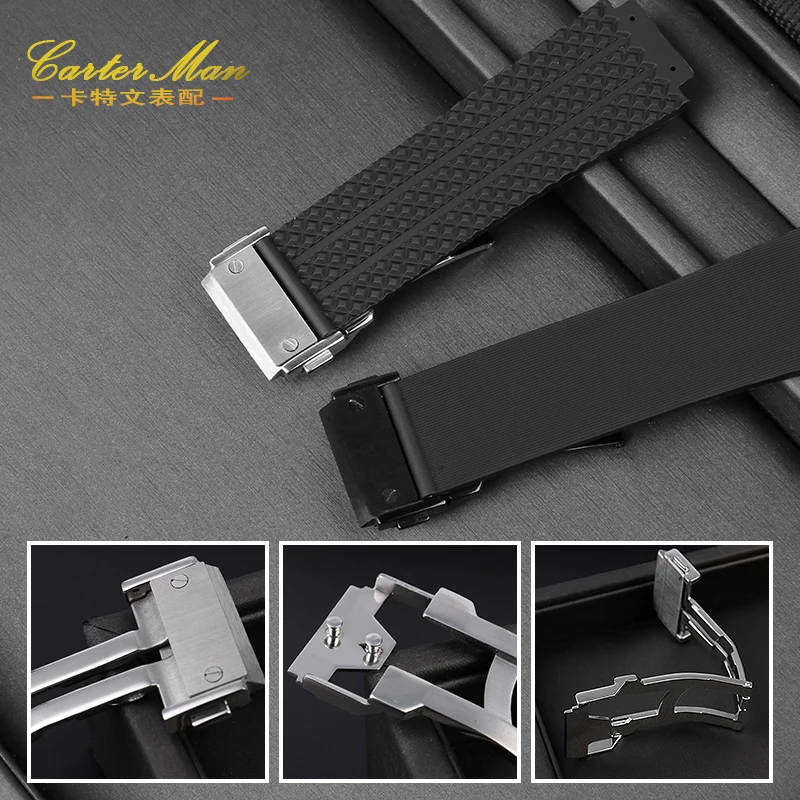 Rubber Watchband For HUBLOT BIG BANG Silicone 25*19mm Waterproof Men Strap With Butterfly Buckle Tool Watch Accessories Bracelet