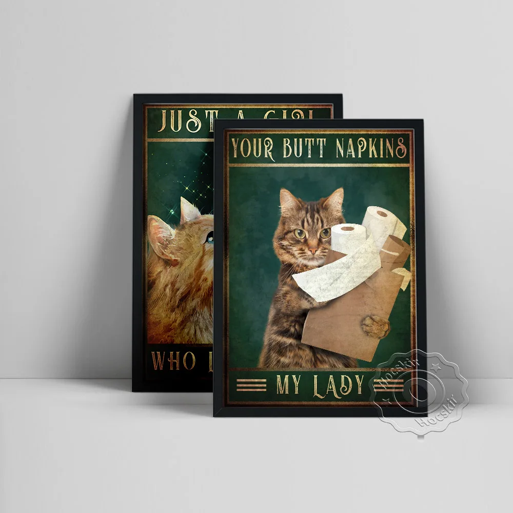 

Funny Cat Poster, Motivational Quote Art Prints, Vintage Animal Wall Art, Inspirationa Text Wall Picture, Bathroom Bedroom Decor