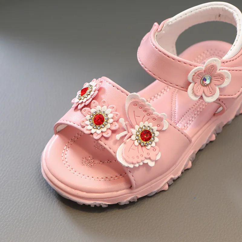 Sandales à semelle souple pour enfants et petites filles, chaussures romaines à la mode, princesse à fleurs, tailles 21 à 30