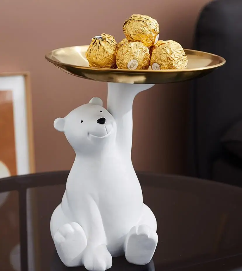 Поднос для хранения в виде кролика, полимерный белый медведь