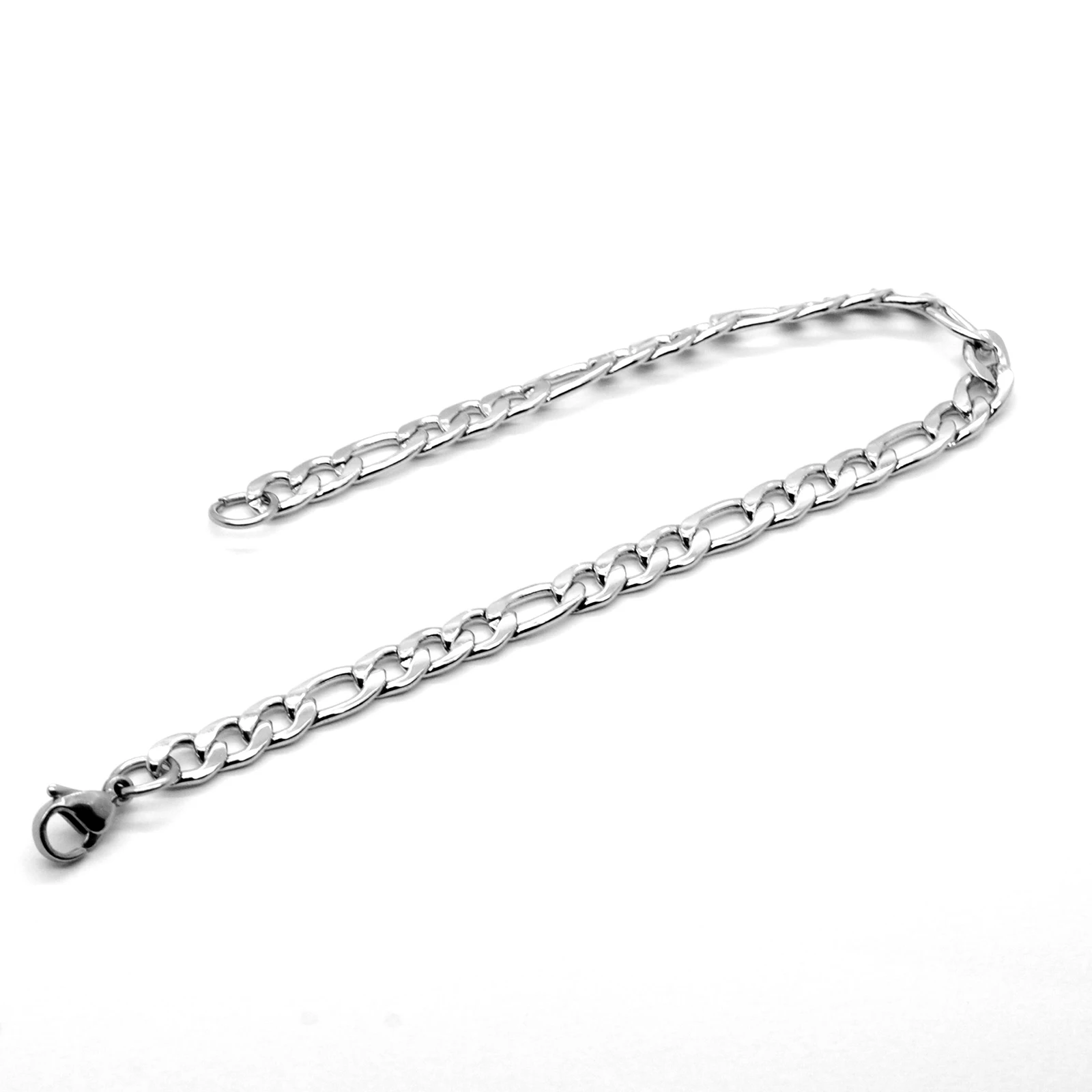 Silver Color Curb Cuban Bracelet For Men Jewelry Stainless Steel Figaro Link Chain Bracelets Hand Jewelry Anklet Gifts