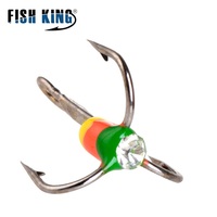 FISH KING 5pcs Winter Fishing Hook High Carbon Steel Overturned Treble Hook 6/8/10/12# For Lure Triple Hook Fishing Tackle