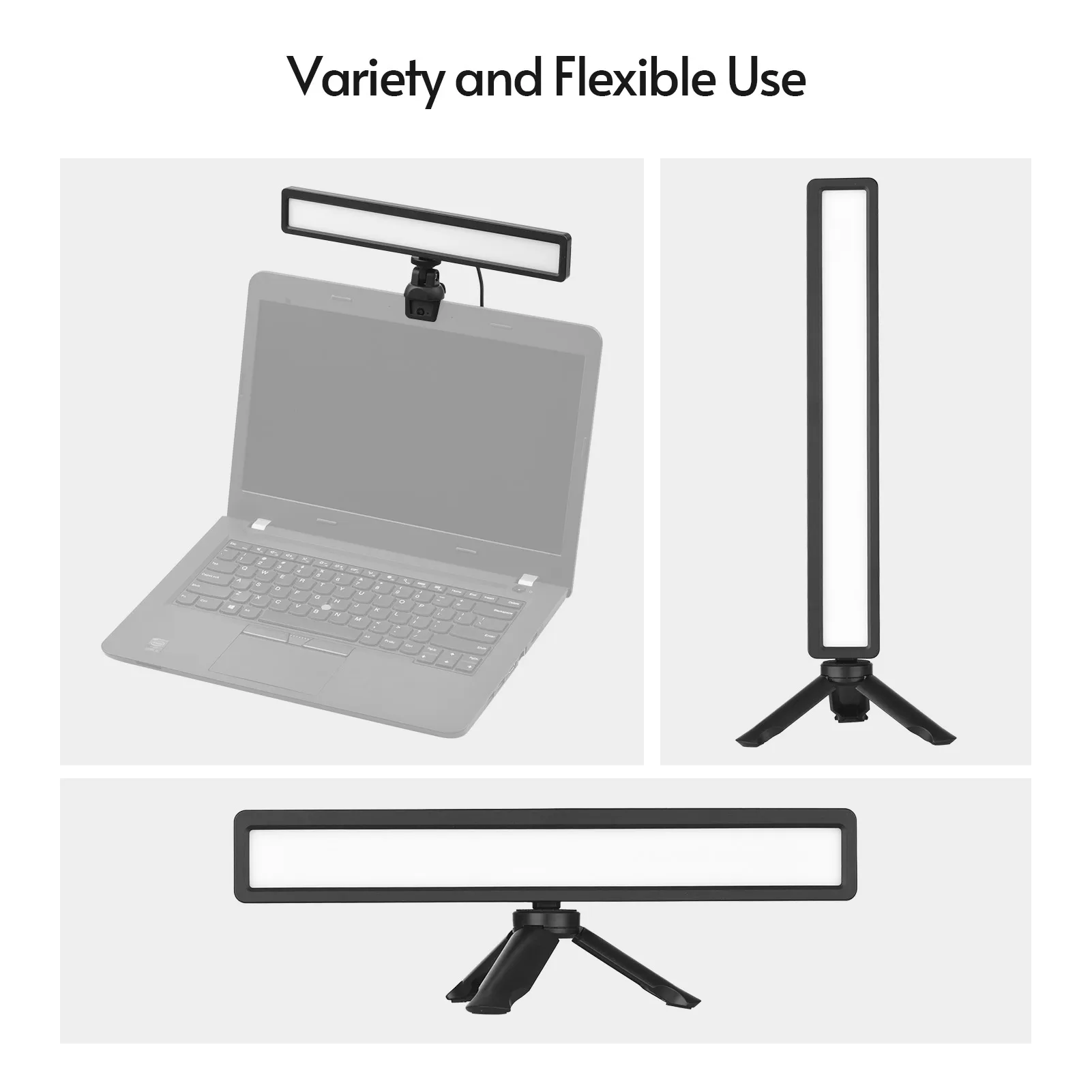 Andoer LED Light 3 Color Temperature Bar Video Conference Lighting Screen Lamp Fill-in Lamps USB Mini Tripod for Live Streaming