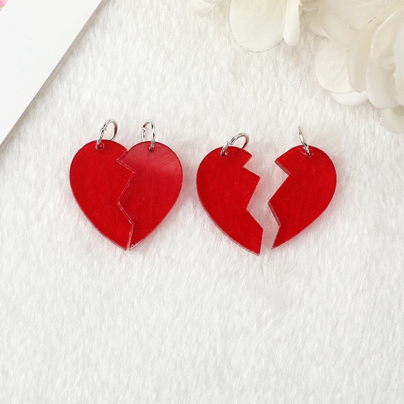 5Pairs Broken Heart Acrylic Charms Fashion Punk Pendant for Earrings Keychain Diy Necklace Woman Jewerly