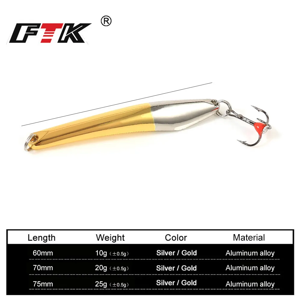 FTK Cuchara wobbler para pesca en hielo – Aluminio con triple anzuelo - imagen 5