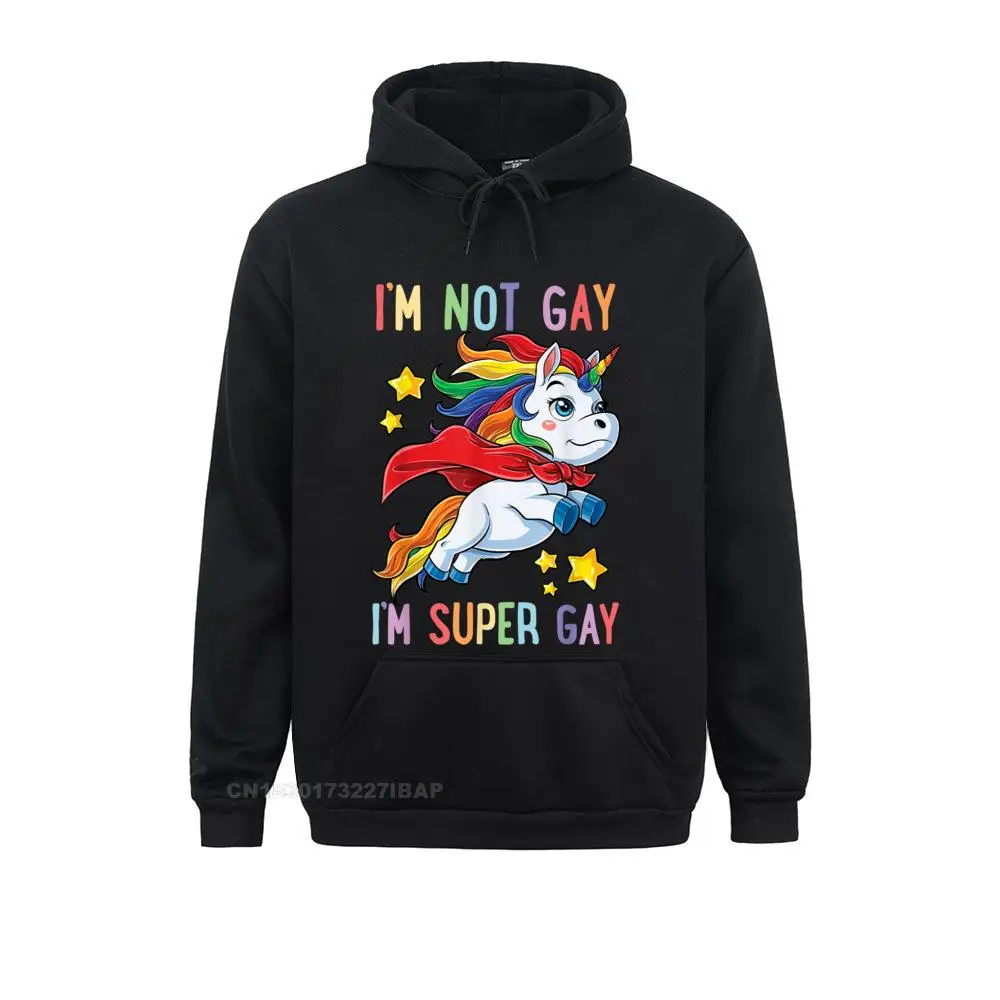 

I'm Not Gay I'm Super Gay Pride LGBT Flag Unicorn Europe Men's Hoodies Custom Clothes Coupons Long Sleeve Sweatshirts