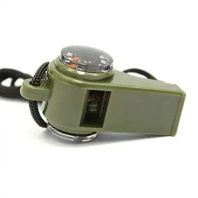 Three-in-one Lifesaving Whistle / Thermometer Outdoor Standing Multifunctional Survival Whistle Portable Lanyard