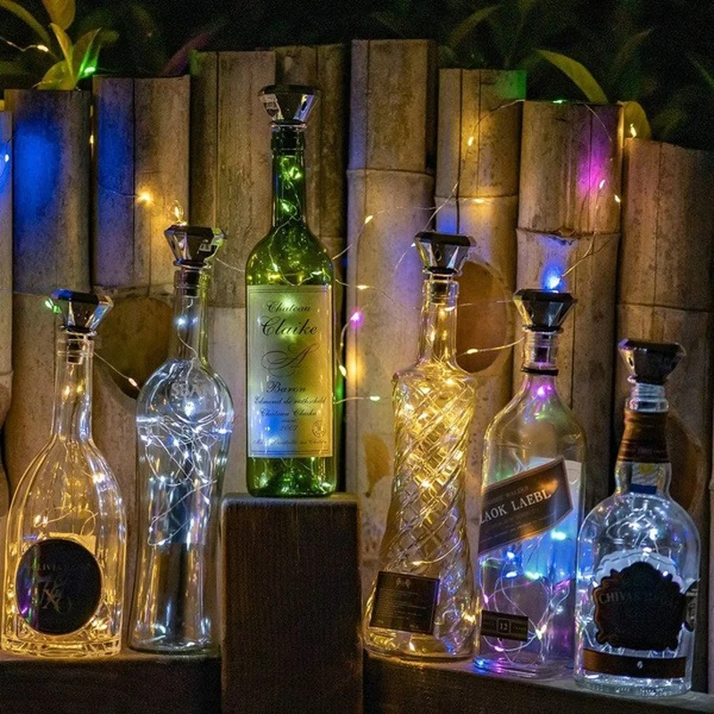 2M 20 LEDs Solar Wine Bottle Cork Lights LED Copper Wire Colorful Fairy Garland String Lights Xmas Wedding Party Art Decor Lamp