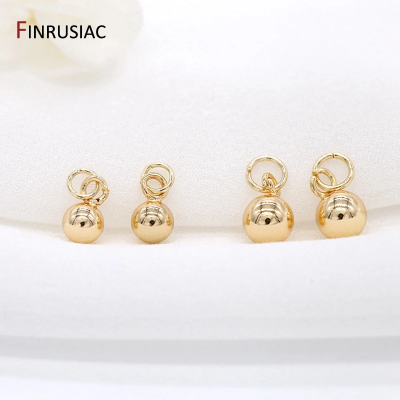 14K ทองชุบรอบ 4 มม./5 มม.ลูกปัดขนาดเล็กจี้ Charms สําหรับเครื่องประดับทําสร้อยข้อมือ DIY ต่างหูส่วนประกอบ