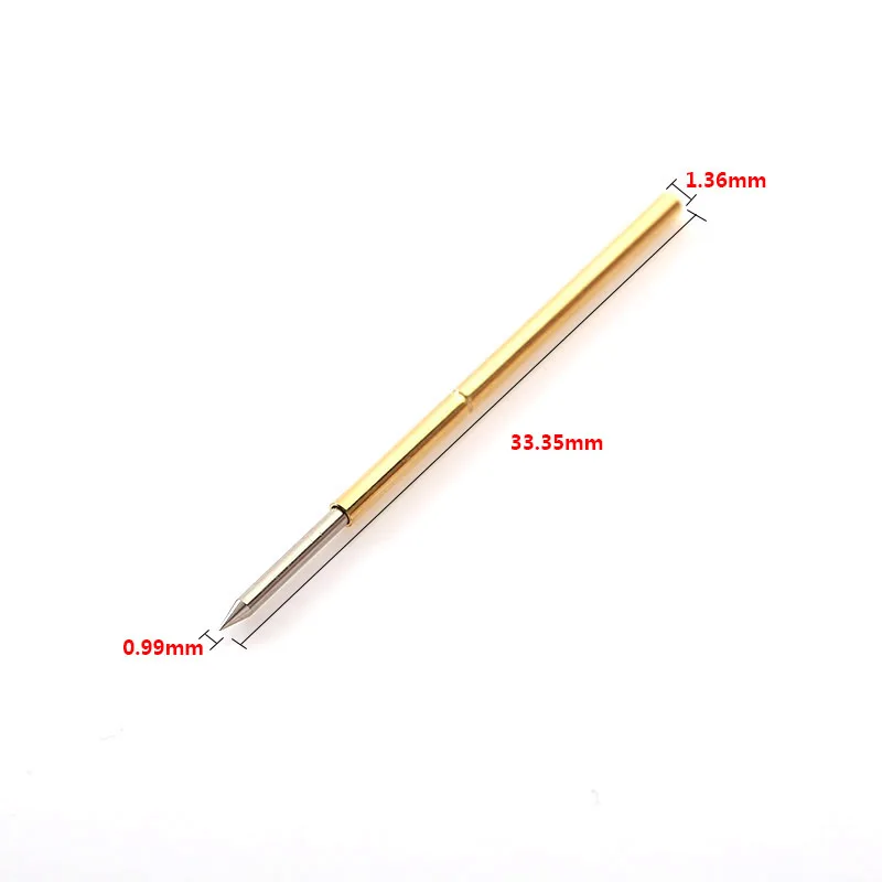 100pcs/box Spring Test Probe P100-B1 Straight-up Pointed Needle Tube Outer Diameter 1.36mm Needle Length 33.35mm Pogo Pin