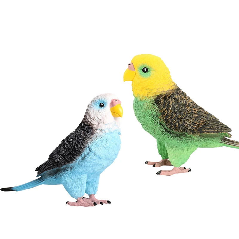 Big Size Solid PVC Budgerigar Model Artificial Parakeet Parrot Bird Figure Model Ornament Souvenir Garden Birdcage Decoration