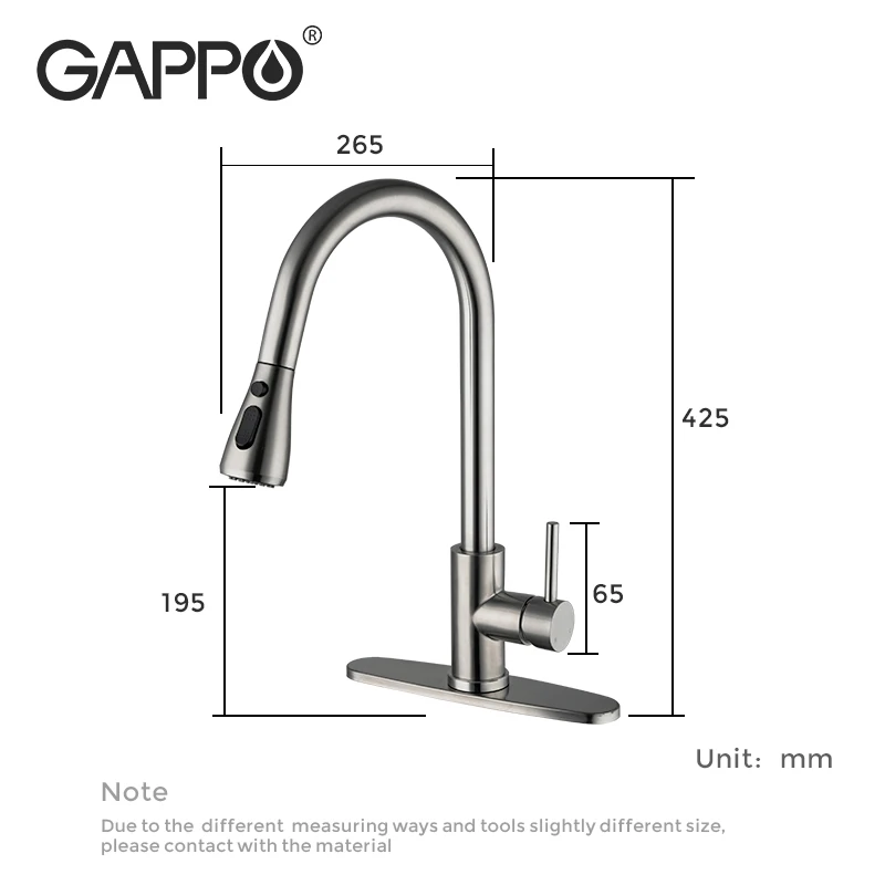 GAPPO Stainless Steel Kitchen Faucet Pull Out Kitchen Sink Single Handle Mixer  Water Tap 360 Rotation Kitchen Shower Faucets