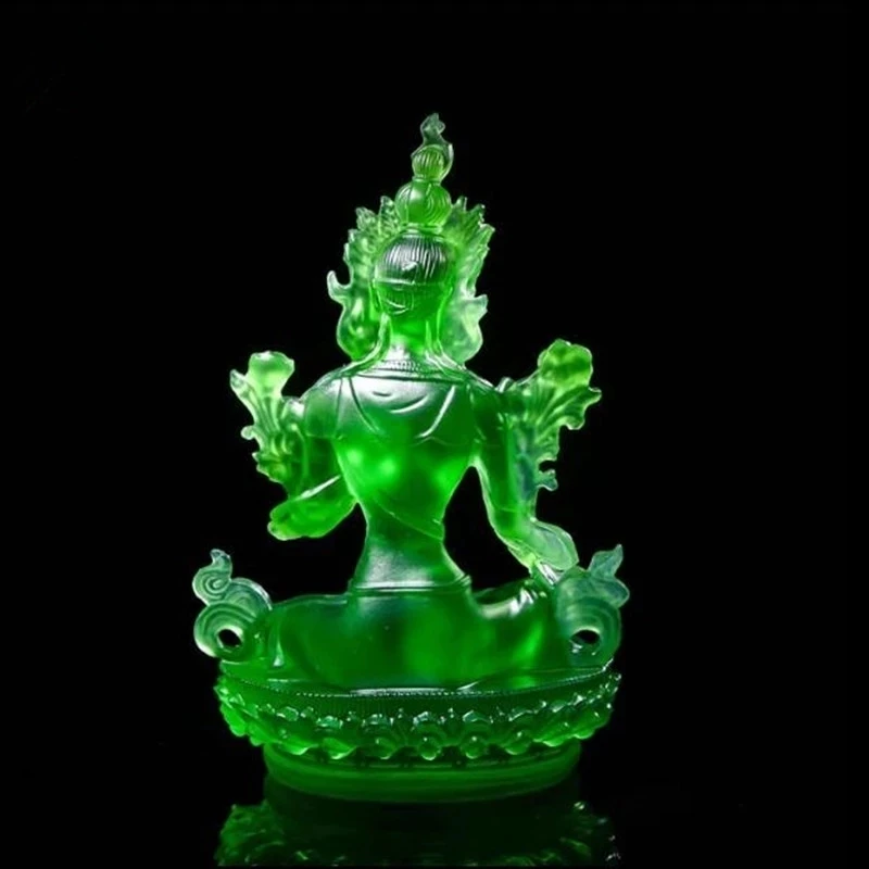 Free Shiping Tibetan Suppliers 21cm Resin Keep Safe Green Tara Tantric Sculpture Bodhisattva Efficacious Home Decorate Statue