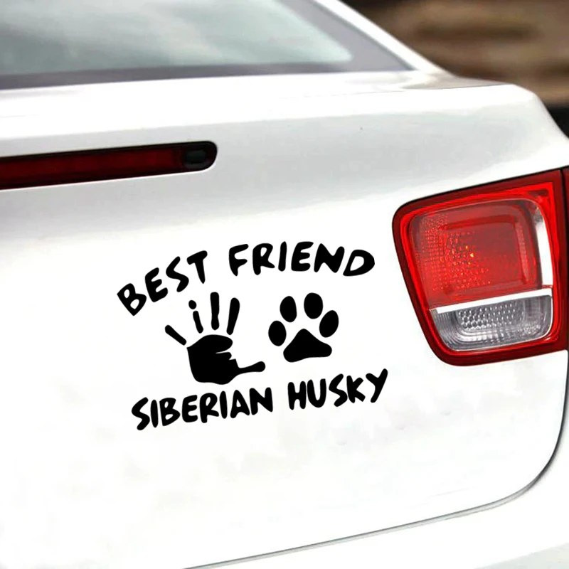 15*22.5cm Best Friend Siberian Husky Funny Car Sticker Vinyl Decal Silver/black Car Auto Stickers For Car Bumper Window