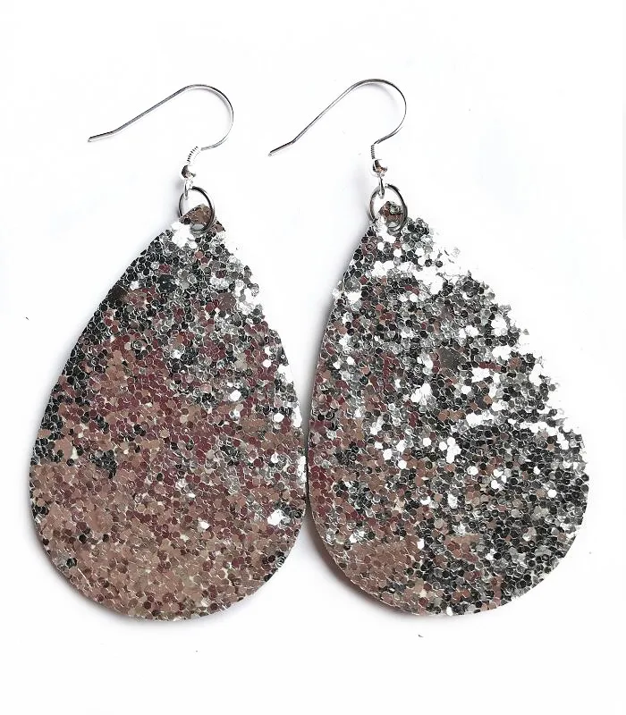 Hot Fashion Glitter Teardrop Leather Earrings for Women Girl  Design  Big Statement Earrings Wholesale