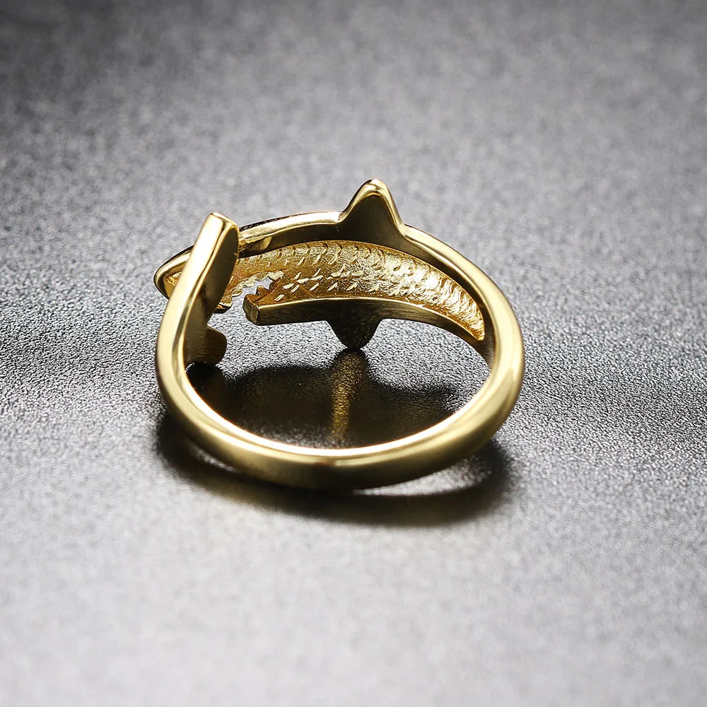 Adjustable Gold Color Shark Ring for Men Punk Style Personality Women\'s Hip Hop Accessories Jewelry Dropship Suppliers R719