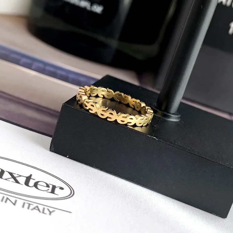 

YUN RUO 2021 Personality Fashion Coin Symbol Titanium Steel 18K Gold Plated Index Finger Ring Woman Factory Wholesale Not Fade
