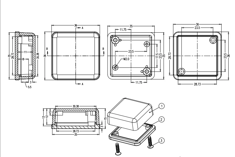 36x36x15mm LK-C01 Scatola di plastica di alta qualità per progetto Scatola di custodia elettronica Scatole di giunzione cavi fai da te