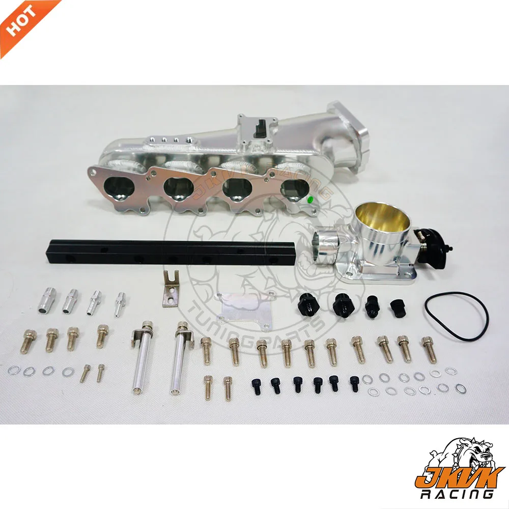 JKVK RACING Aluminum Intake Manifold For S13 SR20 SR20det With 76mm Throttle Body + Fuel Rail