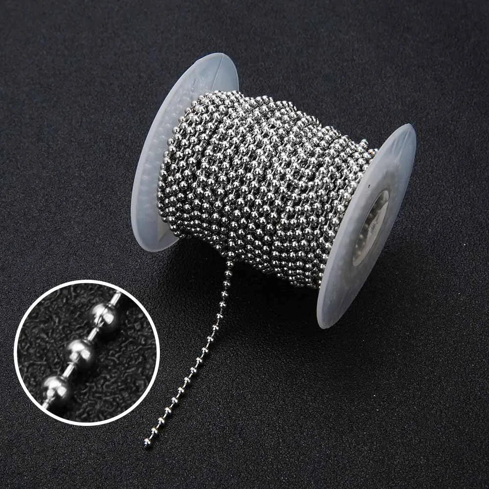 10 Yard/Roll Dia 1.5mm 2mm 2.4mm Beaded Ball Stainless Steel Chain Bulk Jewelry Chains for DIY Necklaces Jewelry Making Supplies