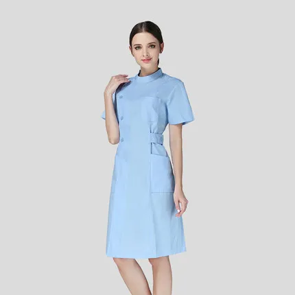 Uniforme de enfermera de manga corta para mujer, uniforme médico de laboratorio blanco de verano, uniforme de médico fino, tatuaje, artista, belleza general