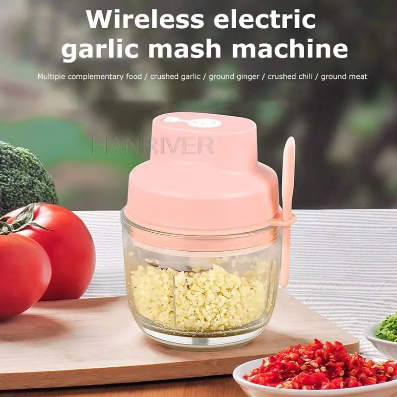 Portable Household Electric Garlic Masher Vegetable Meat Grinder USB Chargeable Wireless Kitchen Mini Crusher Garlic Chopper