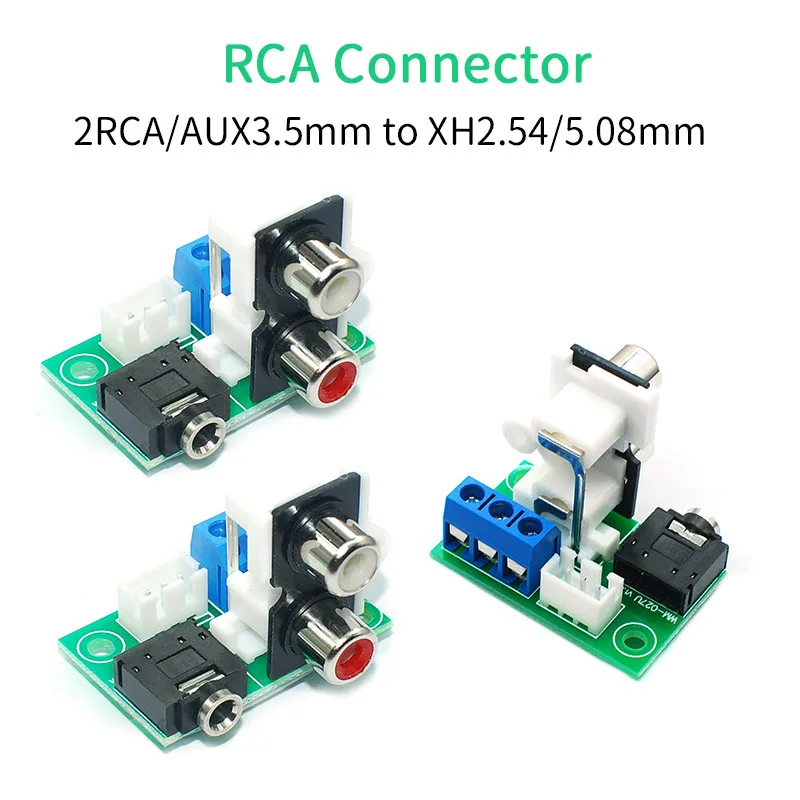 UNISIAN 1/3PCS RCA  AUX Connector AUX3.5mm Earphone Jack 2 RCA to XH2.54mm 5.08mm Socket Signal Connection Adapter Board